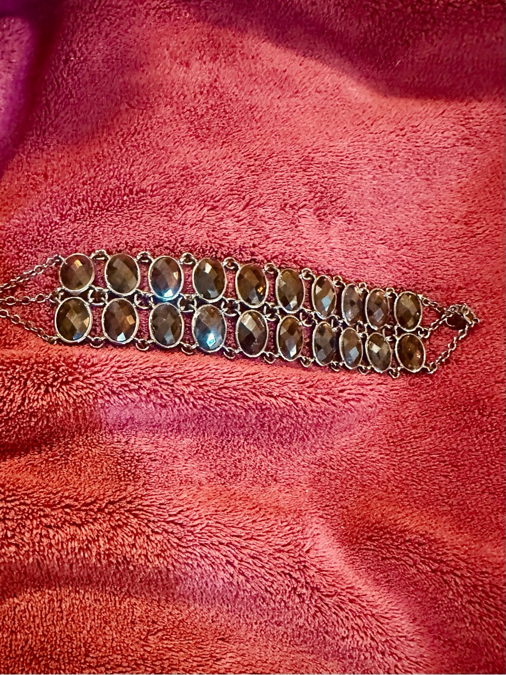 Smoky bronze Crystal Multi-Row Bracelet with silver trim- Elegant Women’s Jewelr